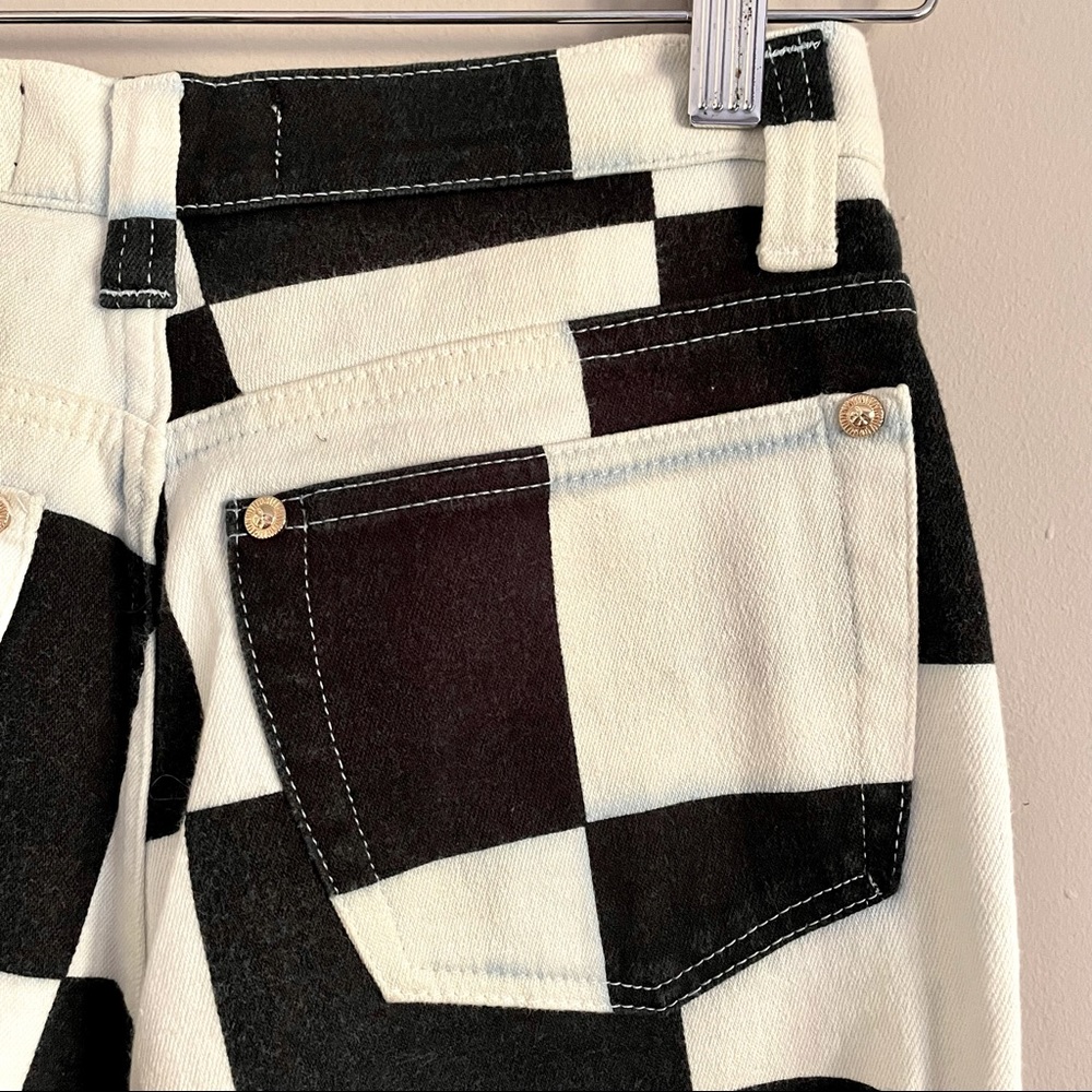 Vintage 90s Versace B&W Checkerboard Orchids Pants - 28 - Picture 5 of 9